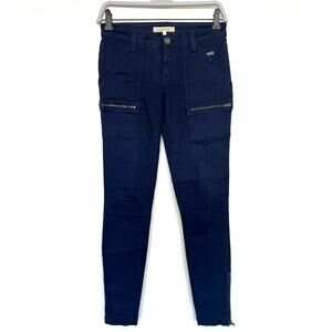Joie Park Skinny Ankle Moto Pants in Navy Blue, Zippered, Size 24